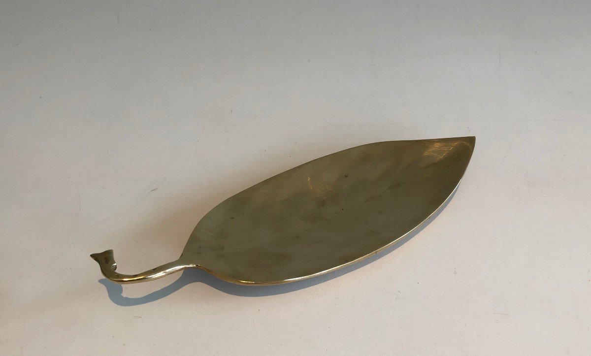 Brass Vide-poche Representing A Leaf. French Work. Circa 1970-photo-7