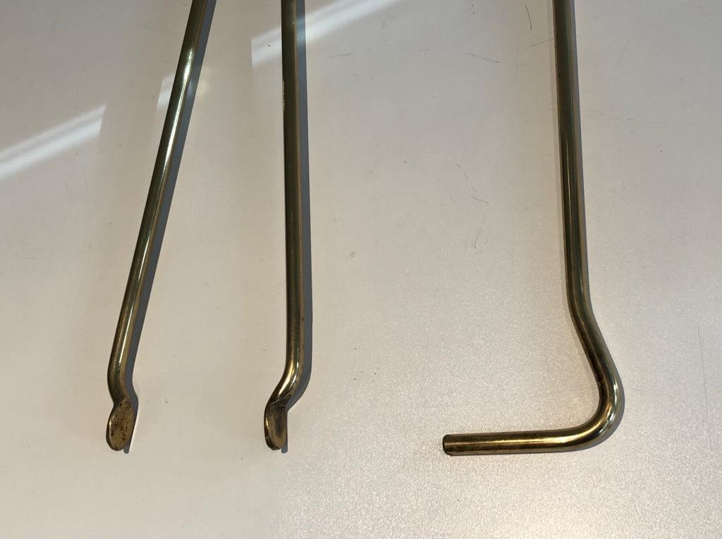 Brass Design Fireplace Tools. French Work. Circa 1970-photo-6