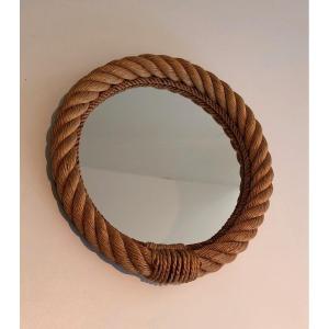 Round Rope Mirror. French Work  In The Style Of Adrien Audoux And Frida Minet. Circa 1970
