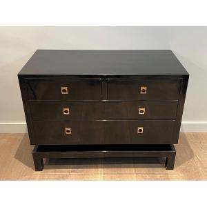 Black Lacquered Chest Of Drawers By Guy Lefèvre For Maison Jansen