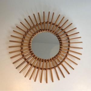 Rattan Mirror. French. Circa 1970