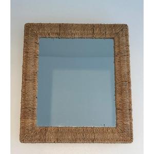 Wall Or Standing Rope Mirror. French Work In The Style Of Audoux Minet. Around 1970