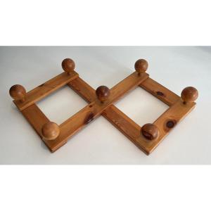 Wall Accordion Coat Hanger In Pine. French Work In The Style Of Charlotte Perrand. Circa 1950