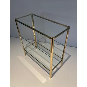 Magazine Rack In Polished Bronze And Glass. French Work Signed Jacques Théophile Lepelletier