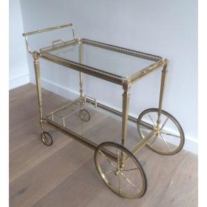 Neoclassical Style Brass Drinks Trolley With Removable Trays. French Work By Maison Jansen