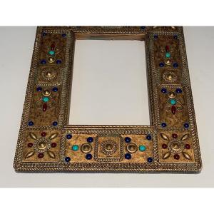 Small Ceramic Frame With Fine Stone Inlays. French Work. Around 1970