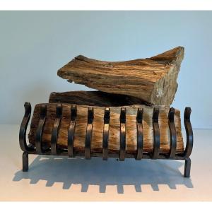 Wrought Iron Logs Holder. French Work. Circa 1950