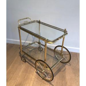 Neoclassical Style Brass Drinks Trolley With Removable Trays. French Work By Maison Bagués