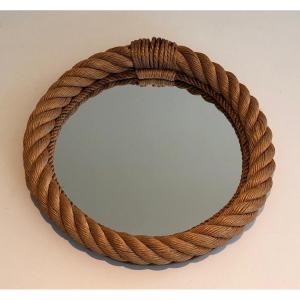 Round Rope Mirror. French Work In The Style Of Adrien Audoux And Frida Minet. Circa 1970