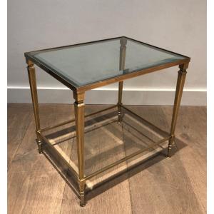 Neoclassical Style Brass Side Table With Fluted Legs. French Work By Maison Jansen. Circa 1940