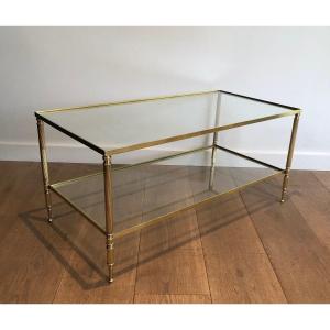 Brass Rectangular Neoclassical Style Coffee Table. French Work In The Style Of Maison Jansen. 