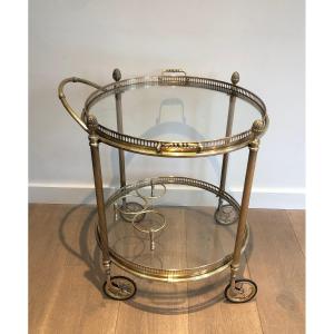 Neoclassical Style Round Brass Drinks Trolley With Removable Trays By Maison Bagués