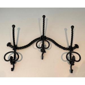 Twisted Wrought Iron Coat Rack. Very Nice And Fine Iron Work. French Work. Circa 1940