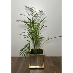 Jardinière En Miroir Et Métal Doré. Travail Français. Vers 1970