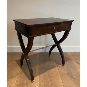 Bout De Canapé Ou Table De Chevet De Style Néoclassique En Acajou Et Laiton. Travail Français 