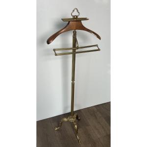 Neoclassical Style Brass And Wood Valet. French. Circa 1940