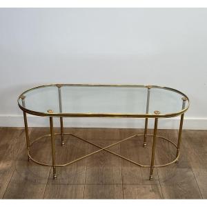 Oblong Brass And Glass Coffee Table,by  Maison Baguès, 1960s.