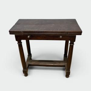 Table Portugaise à Plateau Pliant en Noyer à Colonnes Détachées et Entretoise. XVIIIe siècle
