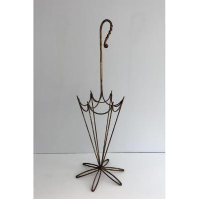 Umbrella Stand In Golden Wrought Iron. Around 1940