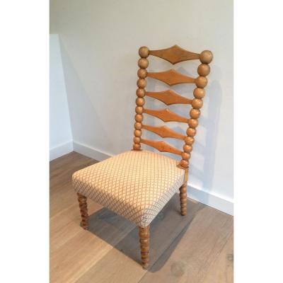 Decorative Chair Made Of Balls And Rhombuses Wood. Around 1940