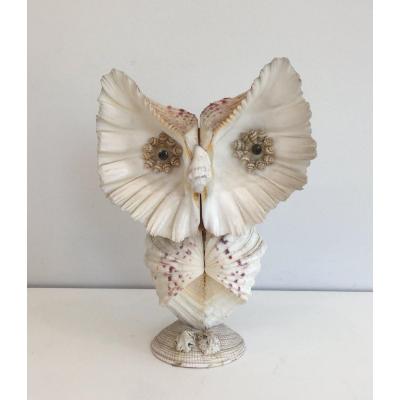 Funny Owl Made Of Shells. French. Circa 1970