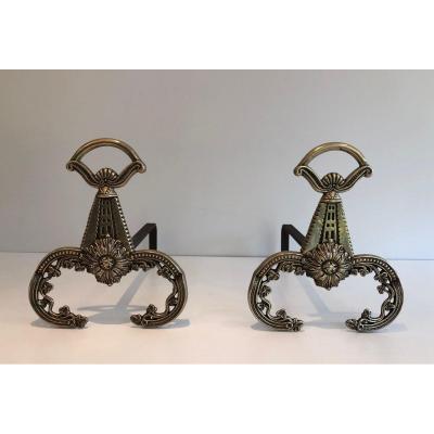 Paire De Chenets De Style Néoclassique En Bronze. Travail Français. Vers 1900