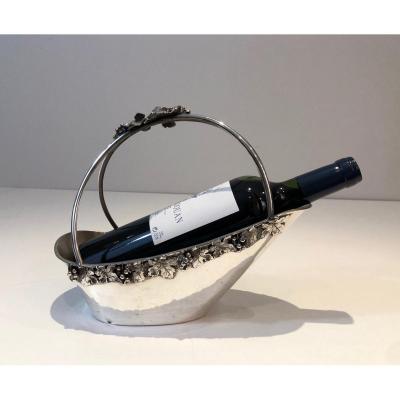 Silver Plated Wine Holder With Grappes Decor. French. Circa 1930