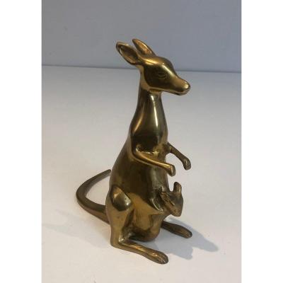 Small Brass Kangaroo Sculpture. French. Circa 1970