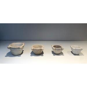 Set Of 4 Marble Mortars. French. 18th Century