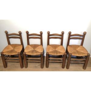 Suite De 4 Chaises De Charles Dudouyt. Travail Français. Vers 1960