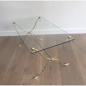 Swan Heads Brass And Glass Coffee Table. French Work By Maison Jansen. Circa 1940