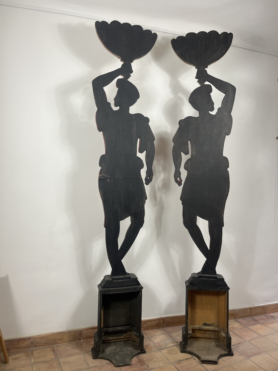 Importante Paire de Personnages Orientalistes de Décor de Théâtre, Provence-photo-3