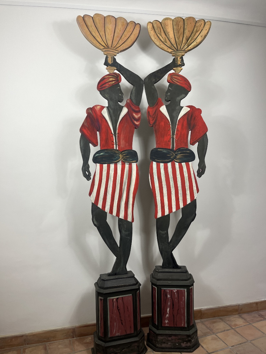 Importante Paire de Personnages Orientalistes de Décor de Théâtre, Provence