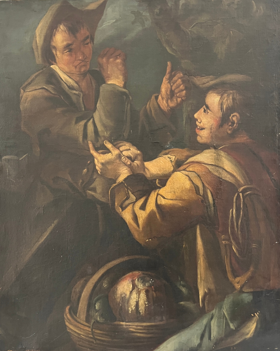Scène de genre ancienne, dans le goût des Frères Le Nain