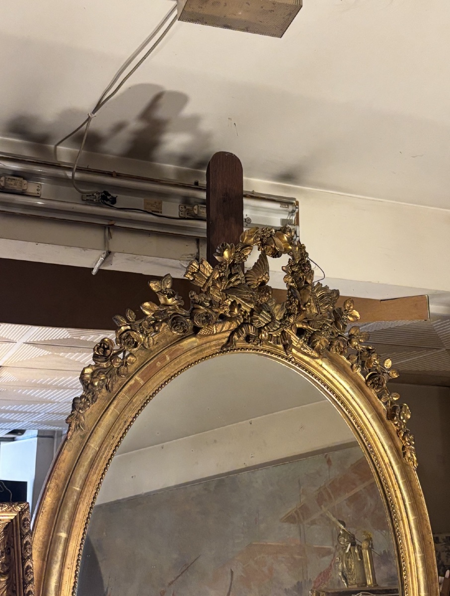 Large Napoleon III-style Oval Mirror-photo-2