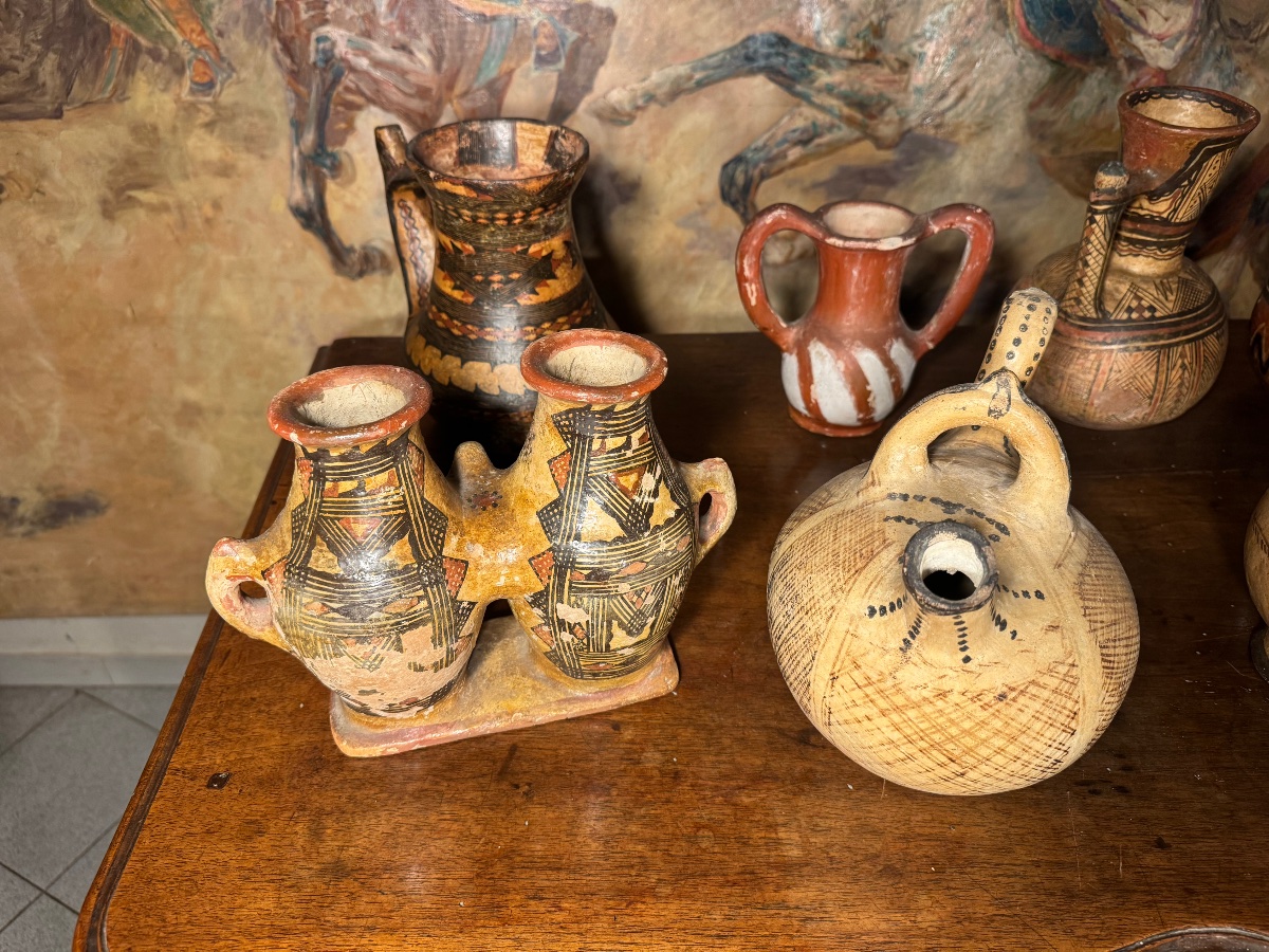 Set Of 10 Antique Berber Pottery Pieces -photo-2
