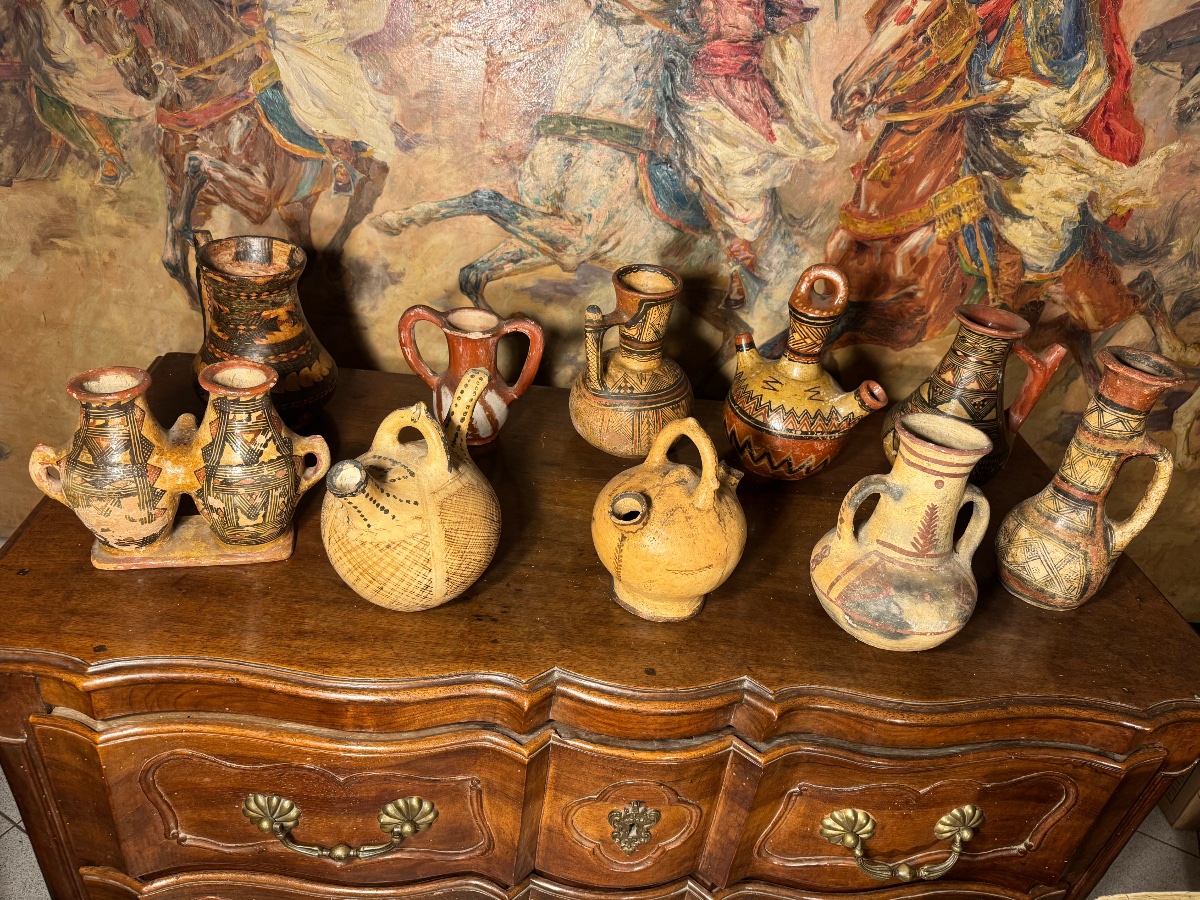 Set Of 10 Antique Berber Pottery Pieces 