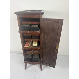 Antique Stereoscope Cabinet With Approx. 280 Plates - World War I