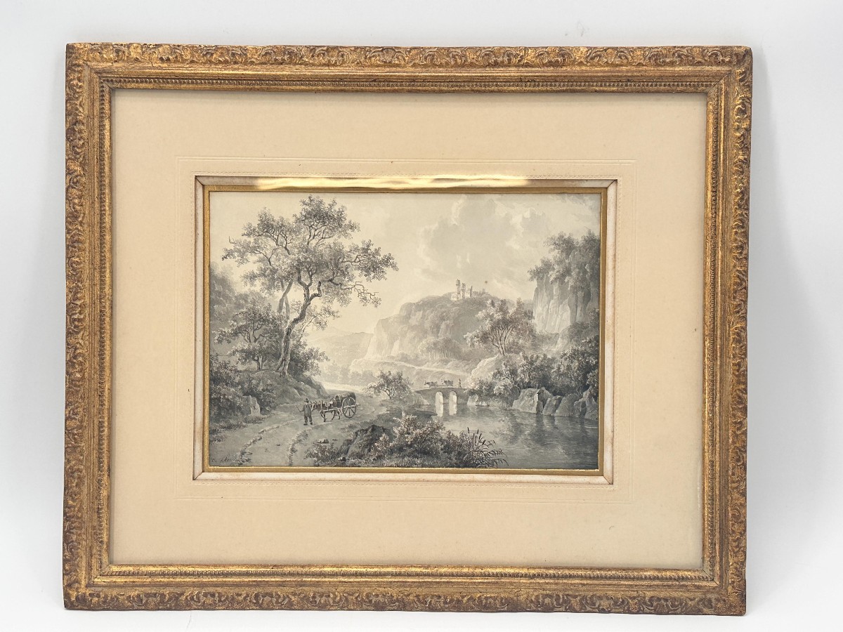 Willem De Klerk (1800-1876), Animated Landscape With Bridge And Ruins.