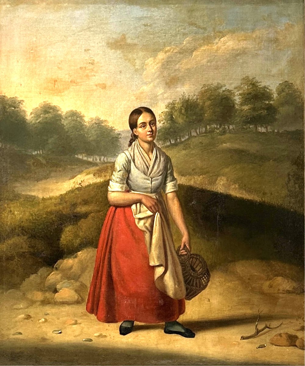 Peasant Woman With Basket, 19th Century.-photo-2