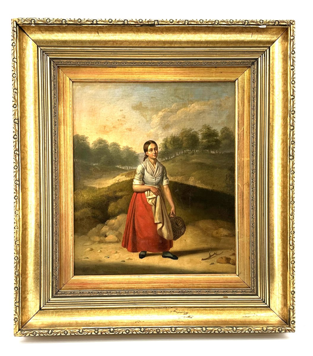 Peasant Woman With Basket, 19th Century.-photo-3