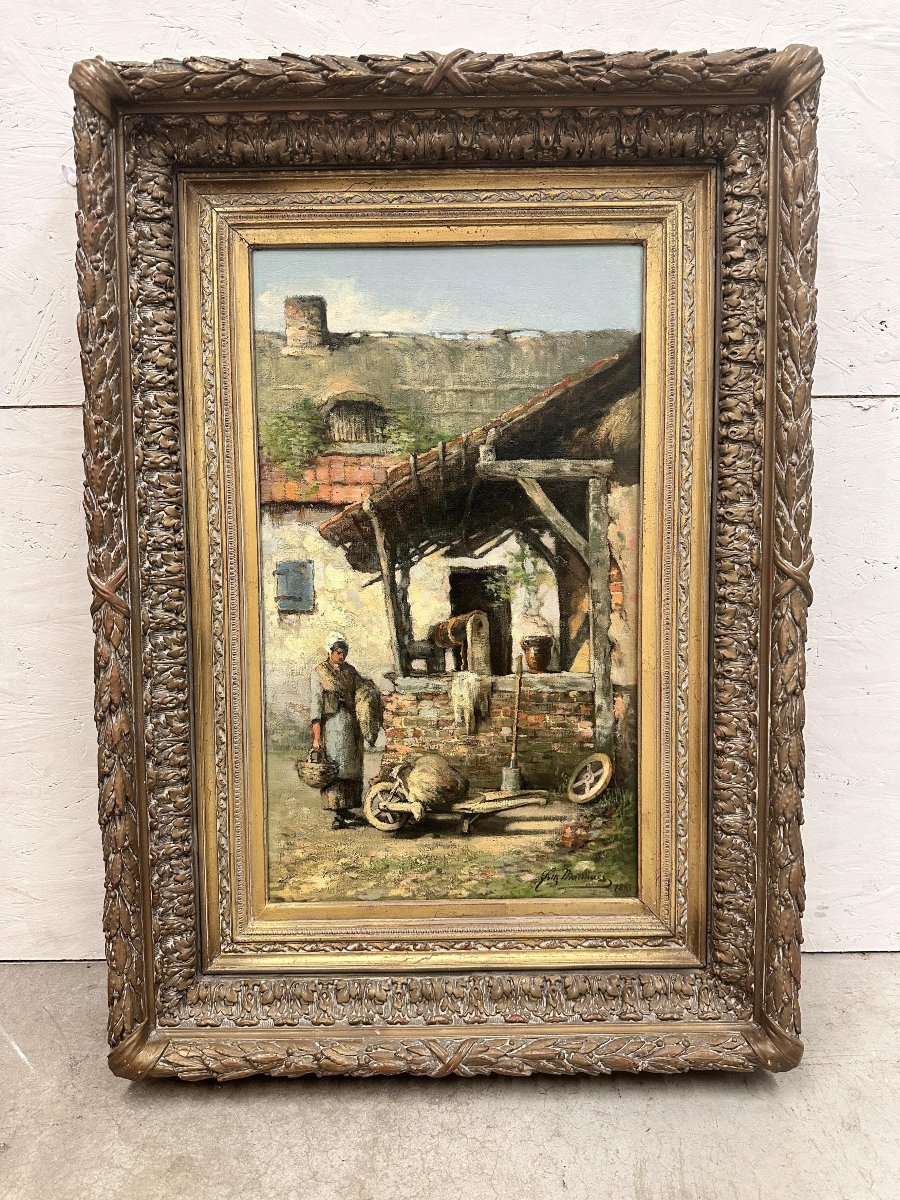 Signature inconnu, Paysanne au puit. 1883-photo-3