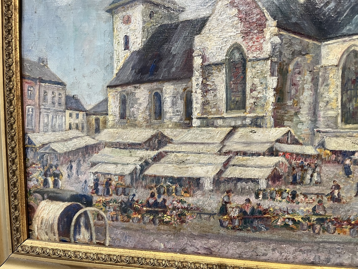 Jour de marché , signature inconnu-photo-3