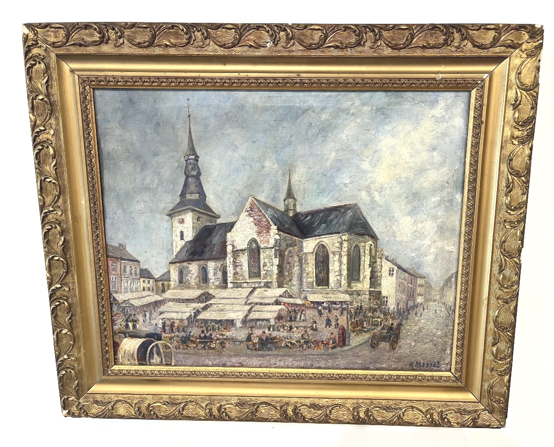 Jour de marché , signature inconnu