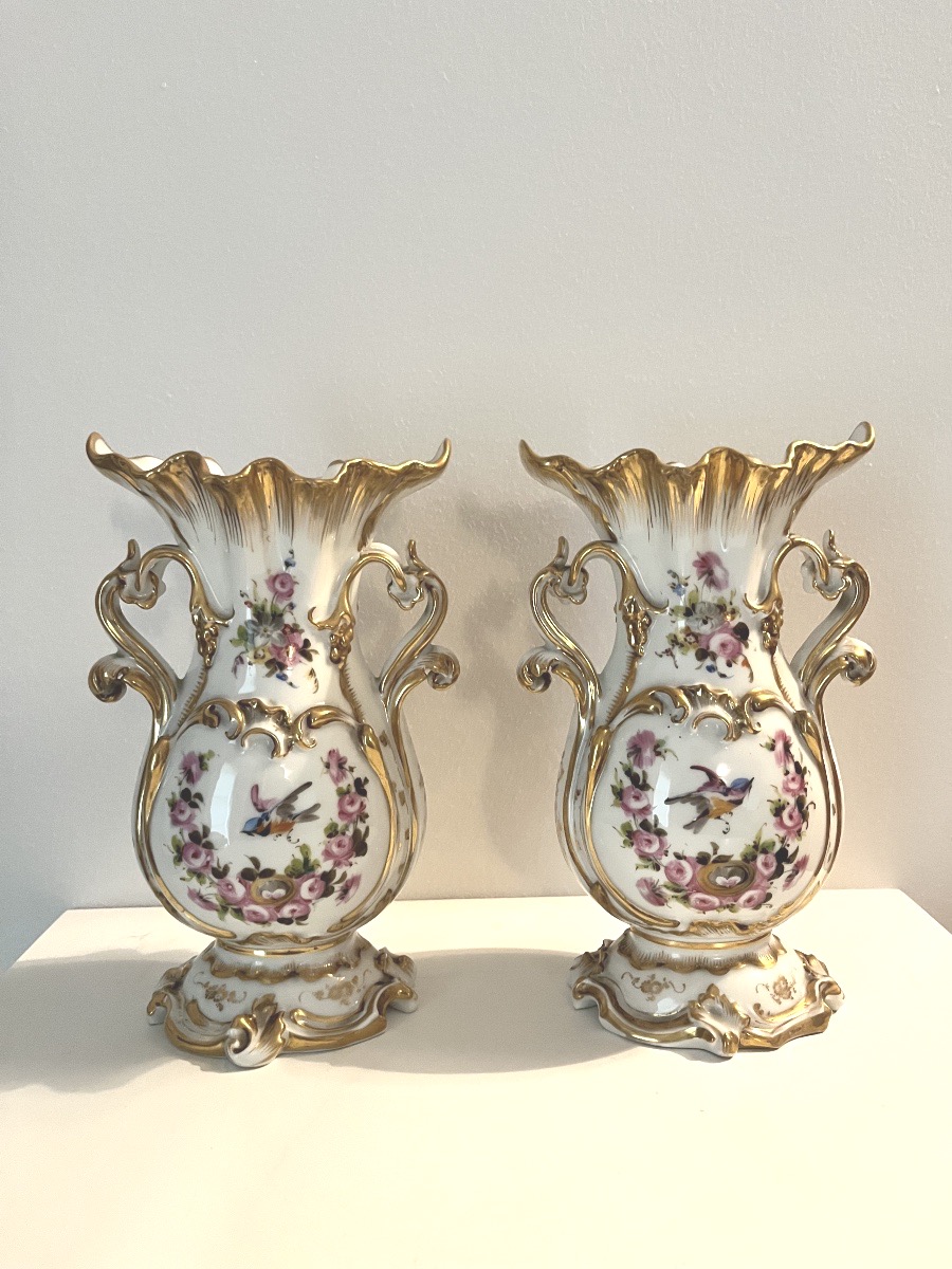Paire de vases cornet , France 19ième siècle 