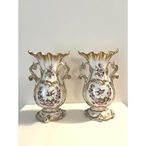 Pair Of Cornet Vases, France, 19th Century 