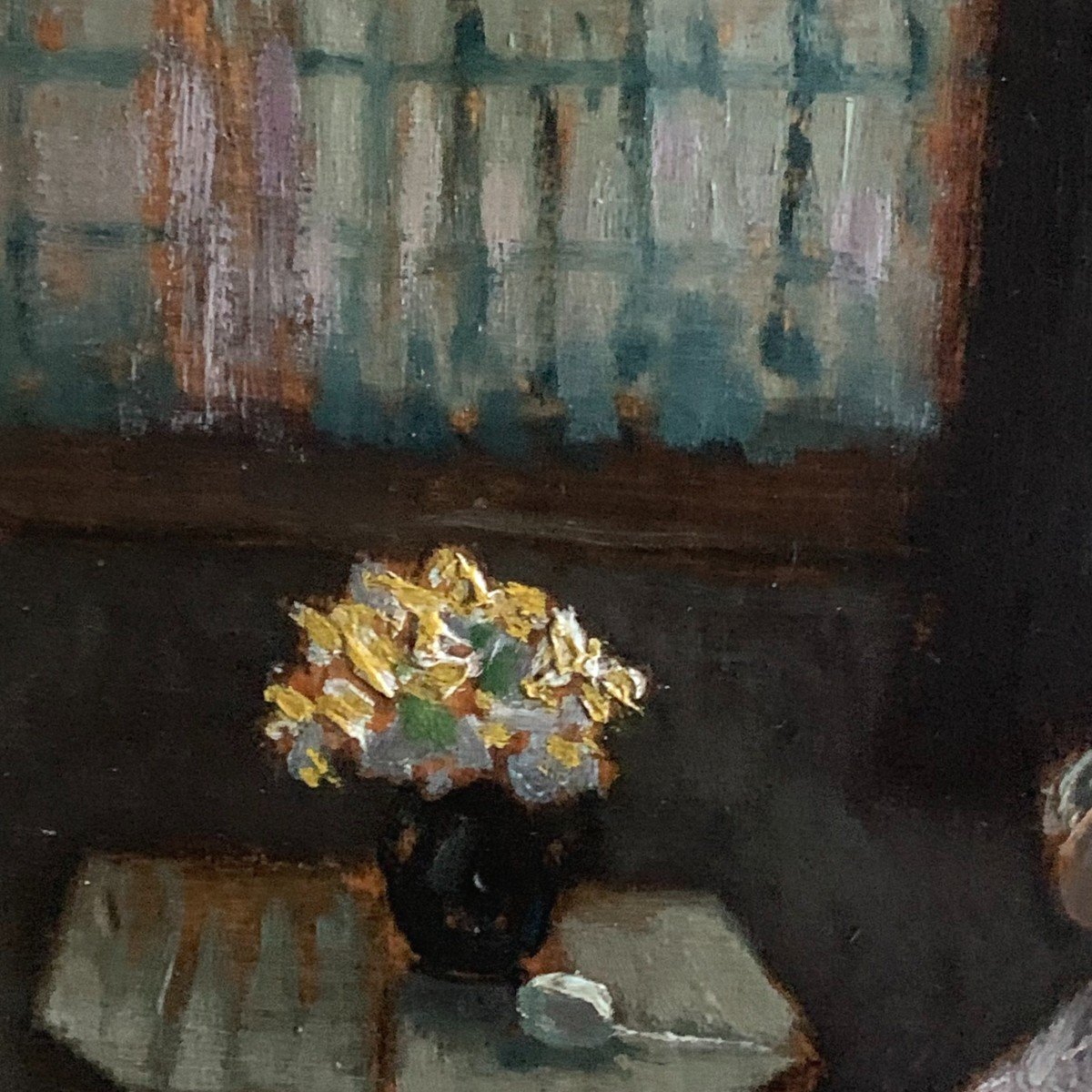 The Little Tricoteuse Oil On Panel XIXth Century French School-photo-3