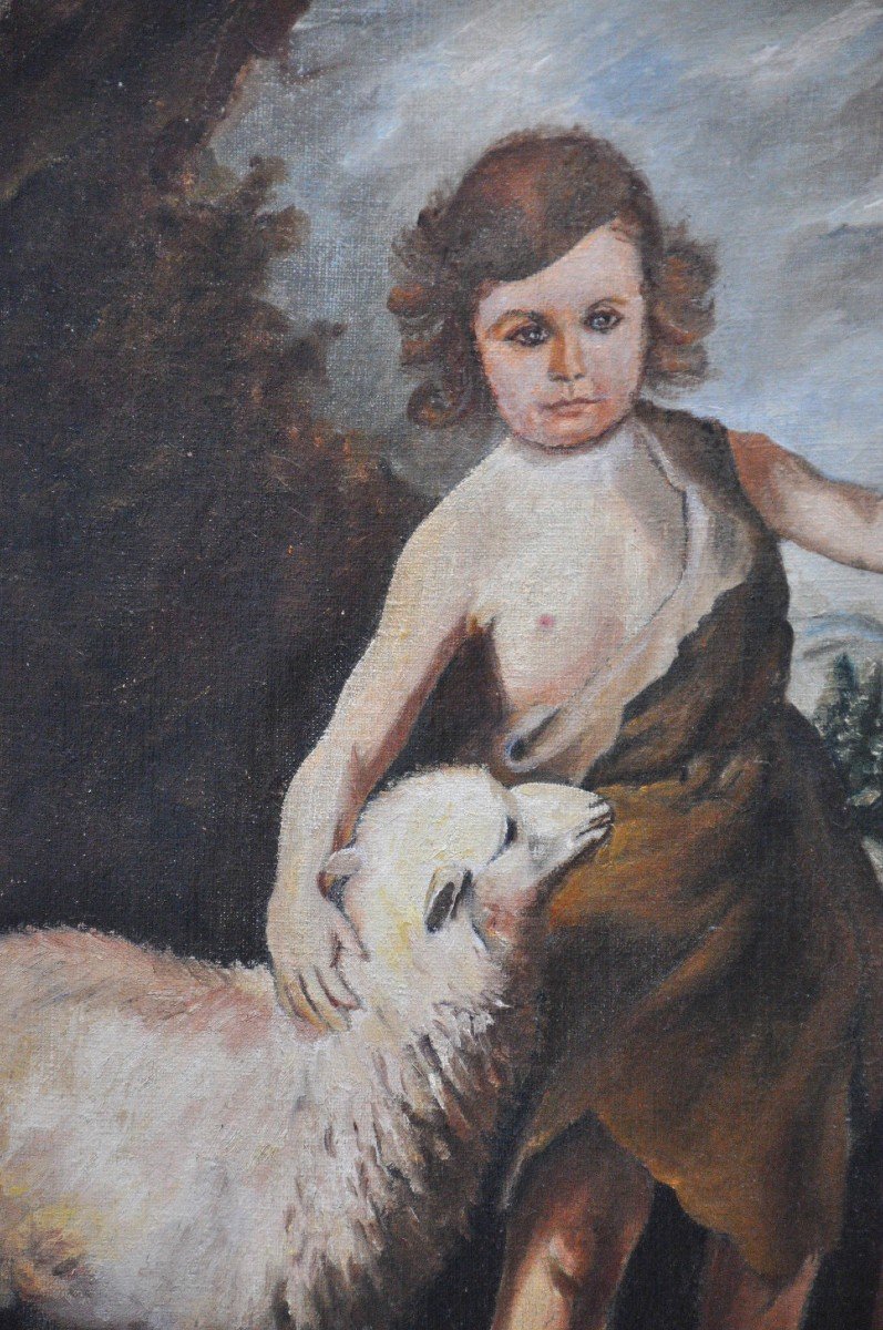 Le Petit Berger Huile Sur Toile Fin 19ème Ecole Française-photo-2