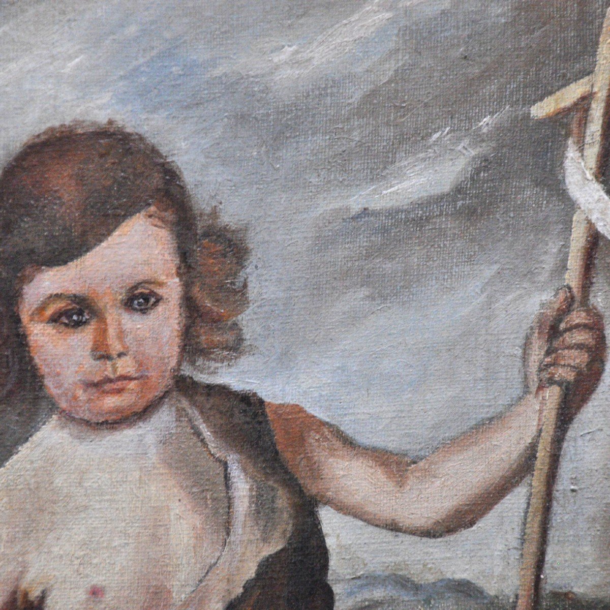 Le Petit Berger Huile Sur Toile Fin 19ème Ecole Française-photo-4