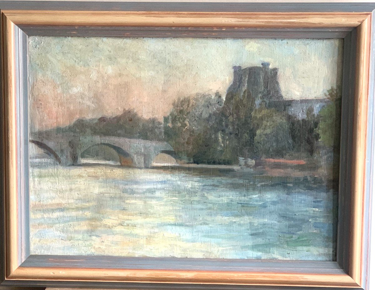 Le Pont Royal à Paris Construit En 1685 Huile Sur Toile Ecole Française XIXème